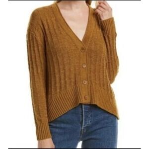 J CREW Women's Brown Point Sur textured V-neck cardigan Medium L5929 Fall Winter